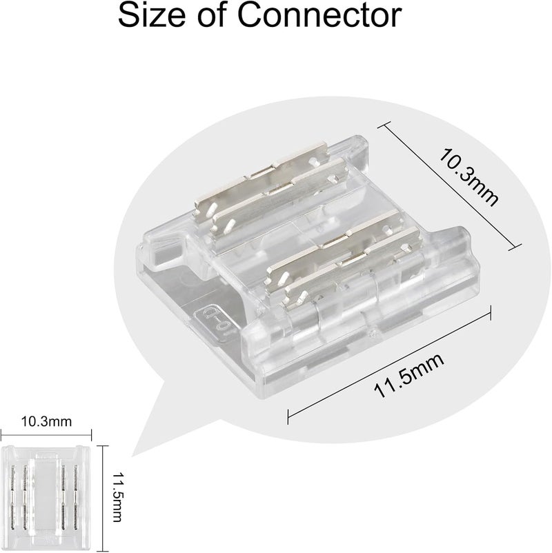 Tatazone 10pcs 4PIN Transparent COB Connectors for RGB COB Light Strips Solerless Connection (10mm-4PIN-RGB-Strip to Strip) - Image 5